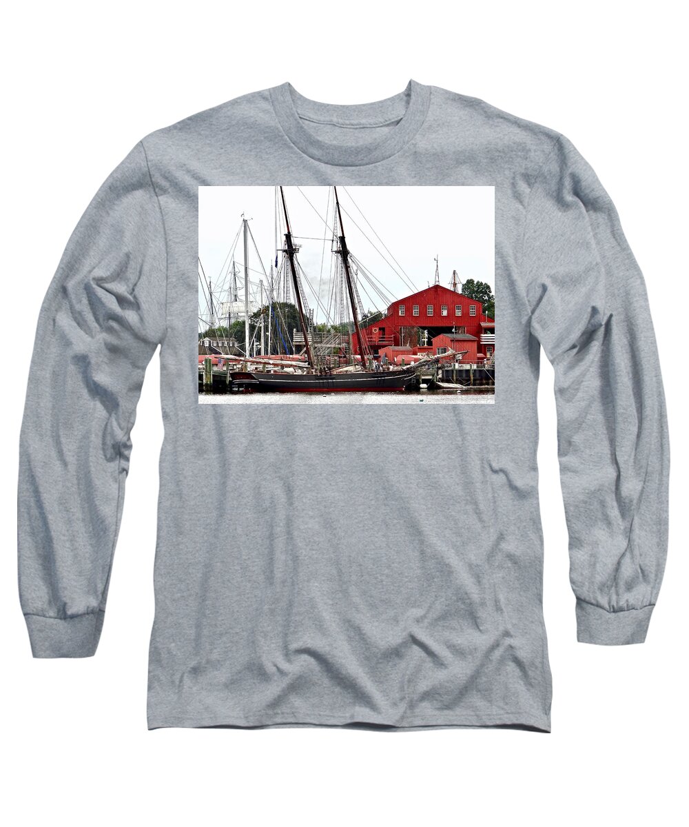 Mystic Seaport Long Sleeve T-Shirt featuring the photograph Mystic Seaport Connecticut by Ira Shander