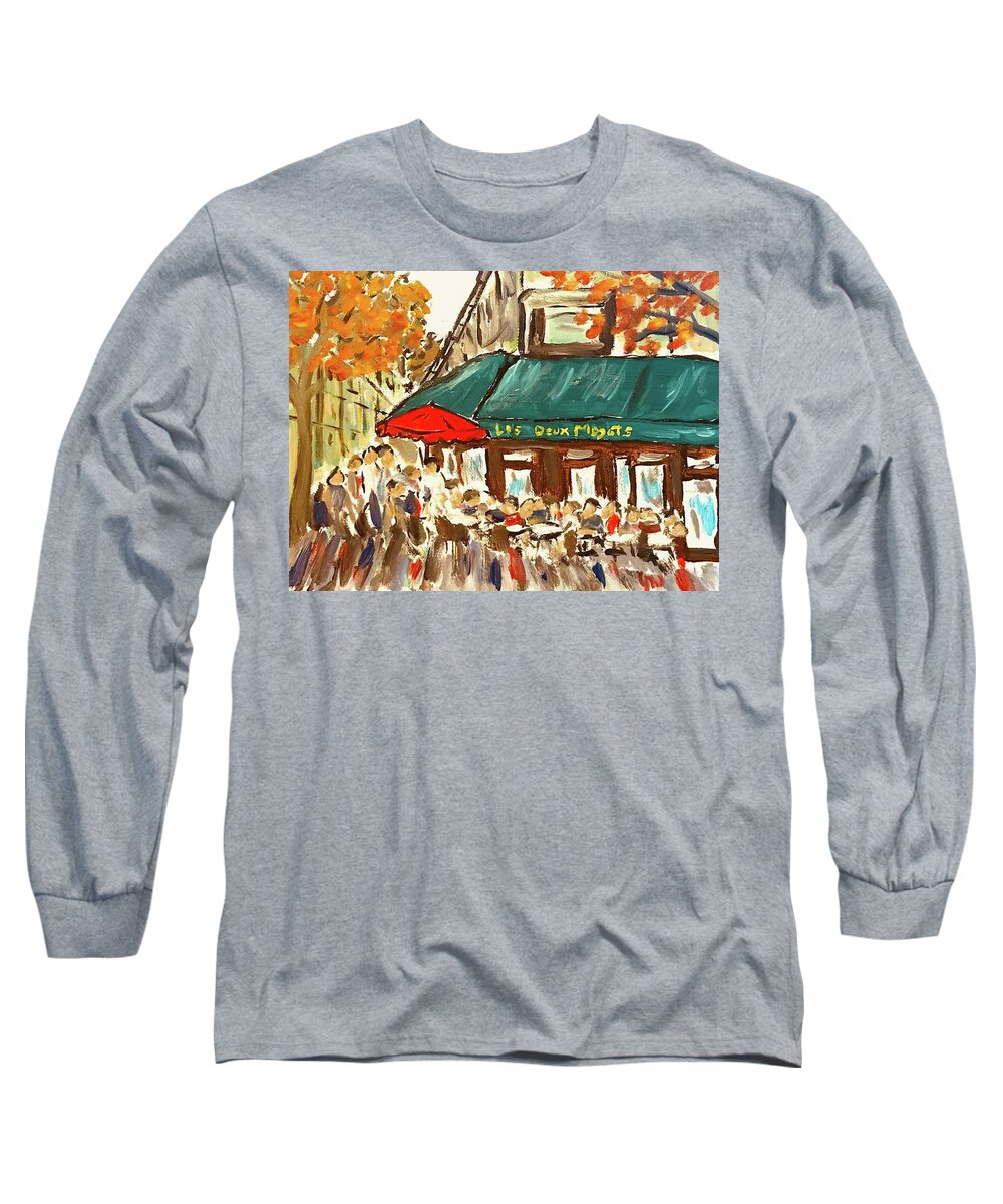 Long Sleeve T-Shirt featuring the painting Noon at Les Deux Magots by John Macarthur