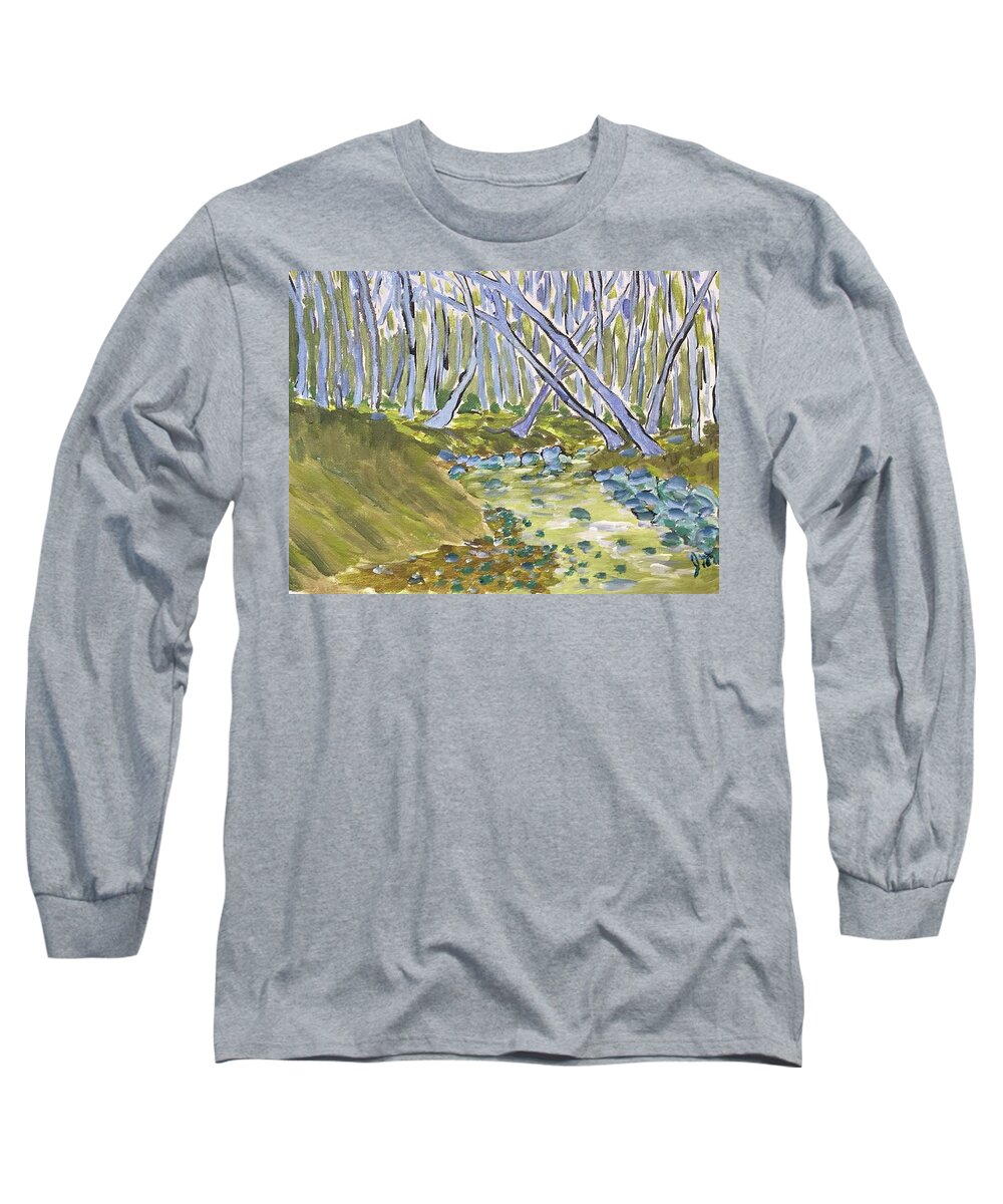  Long Sleeve T-Shirt featuring the painting Norbeck Meadows Creek by John Macarthur