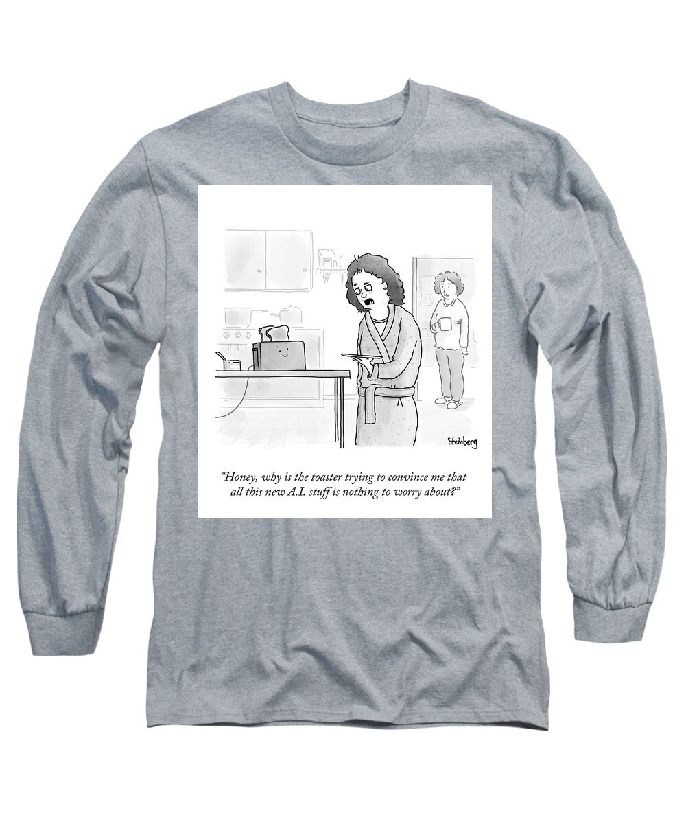 Honey Long Sleeve T-Shirt featuring the drawing Nothing to Worry About by Avi Steinberg