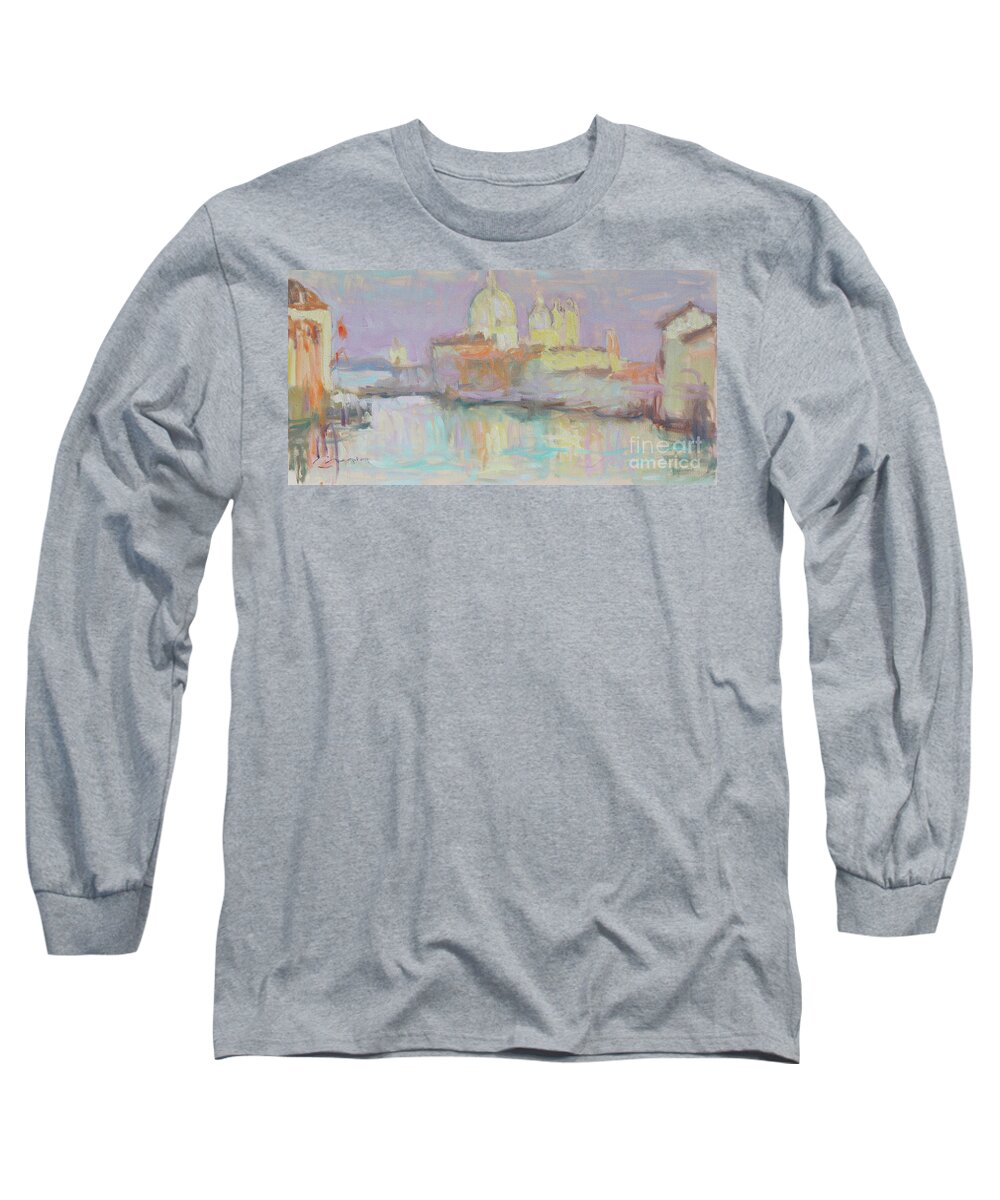 Oil Painting Long Sleeve T-Shirt featuring the painting Lingering Colors On A Warm Afternoon by Jerry Fresia