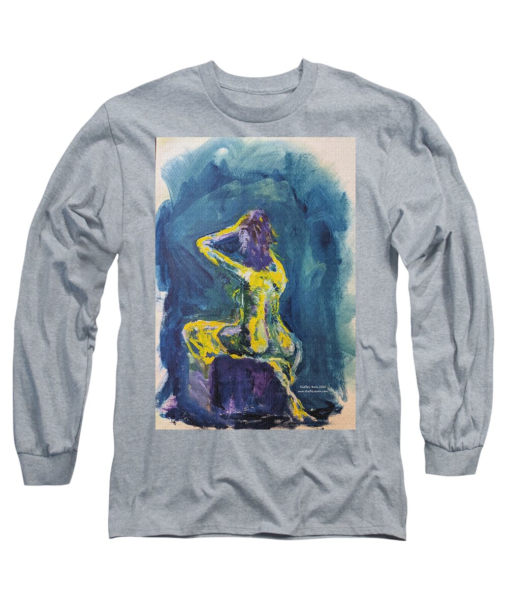Figure Long Sleeve T-Shirt featuring the painting Nude #23 by Shelley Bain