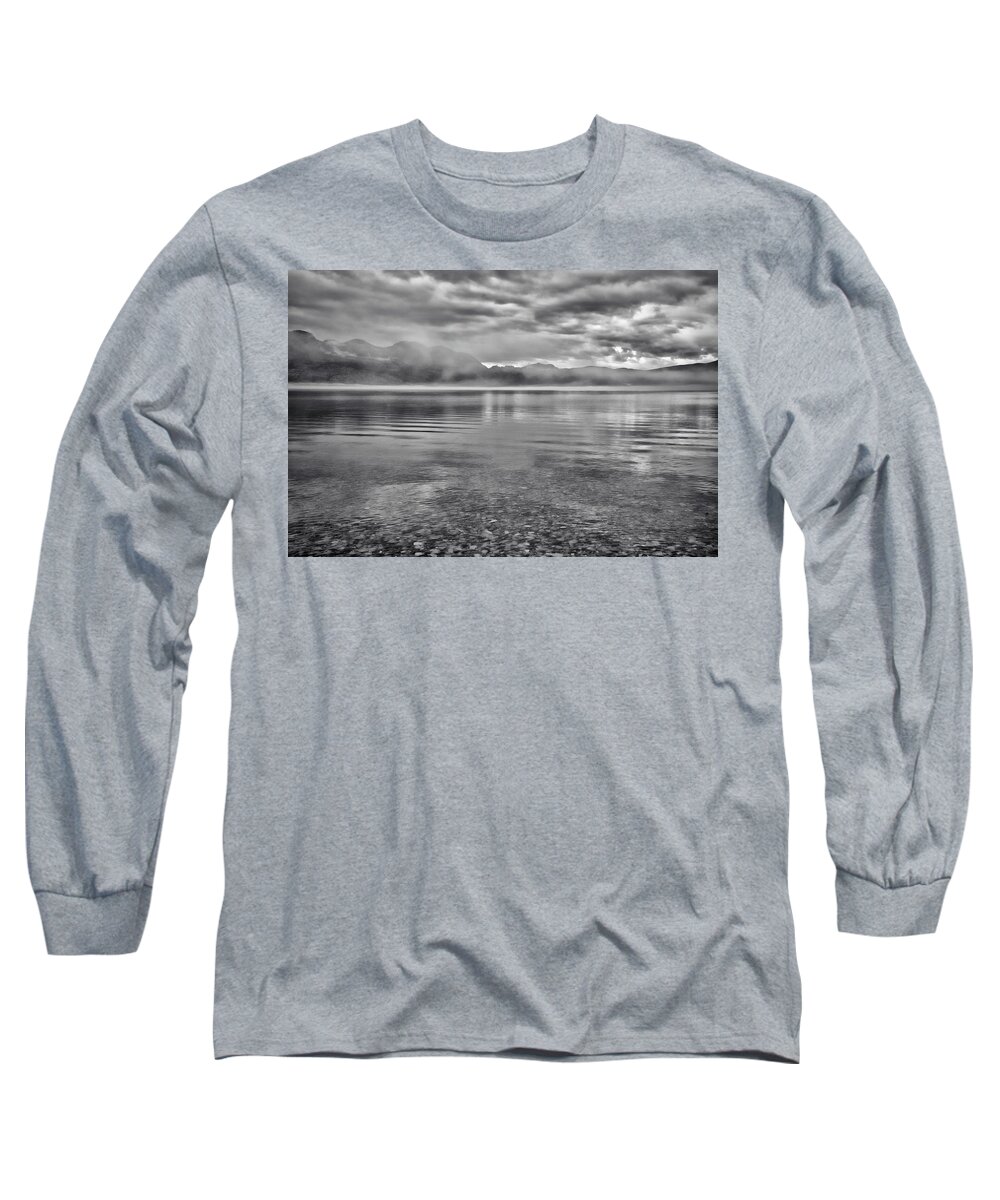 Landscape Long Sleeve T-Shirt featuring the photograph Okanagan Mountain Provincial Park Black and White by Allan Van Gasbeck