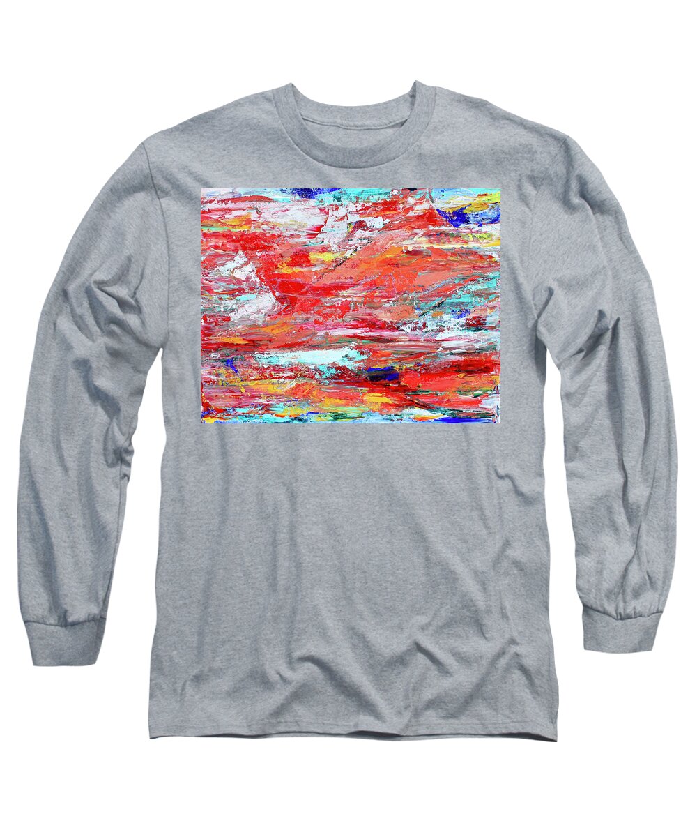 Mountains Long Sleeve T-Shirt featuring the painting Orange Vista by Teresa Moerer