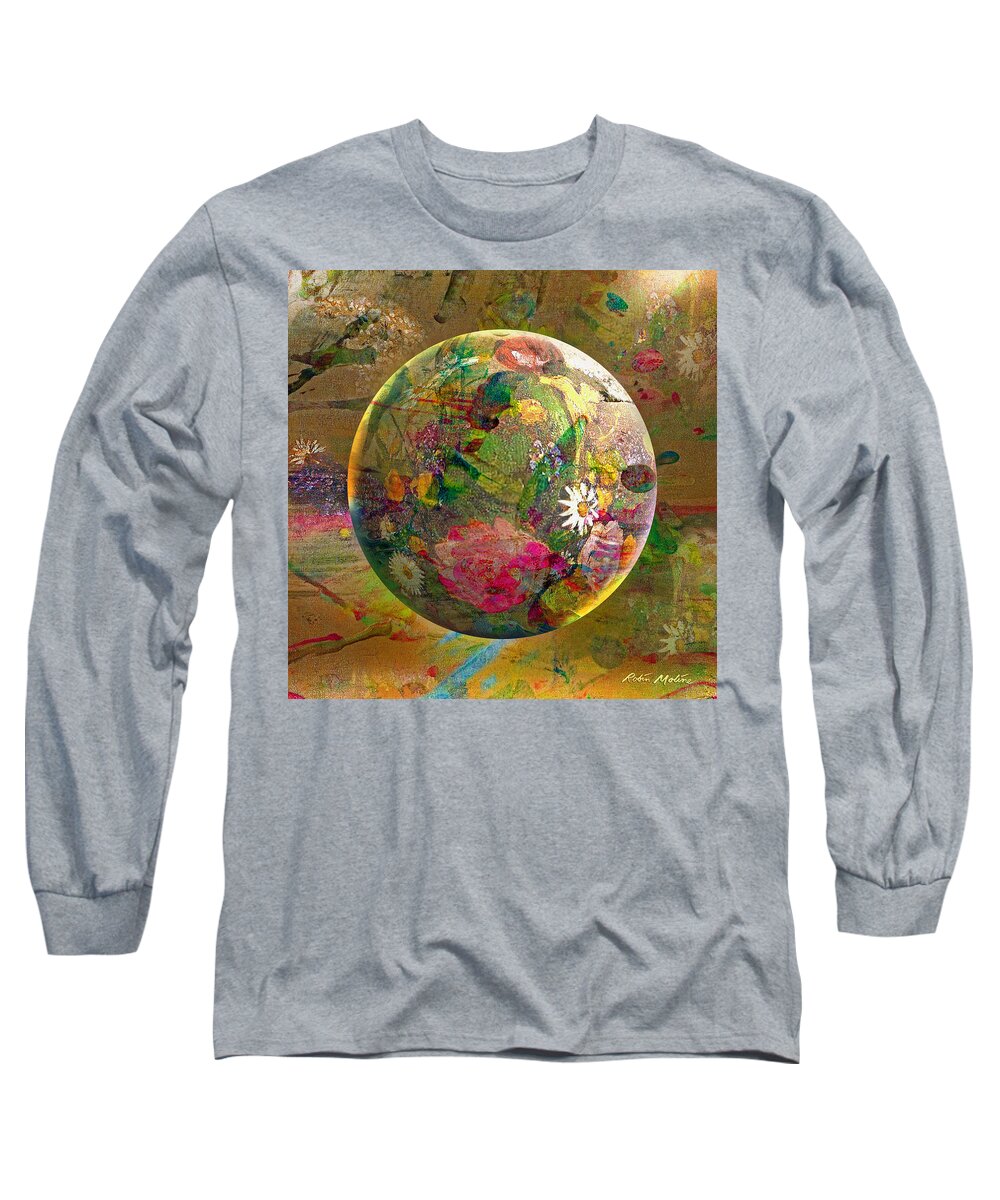 Oriental Abstract Long Sleeve T-Shirt featuring the digital art Oriental Persuasion by Robin Moline