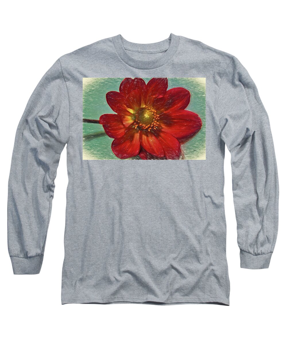 Rose Long Sleeve T-Shirt featuring the digital art Pencil Petals by Terry Cork
