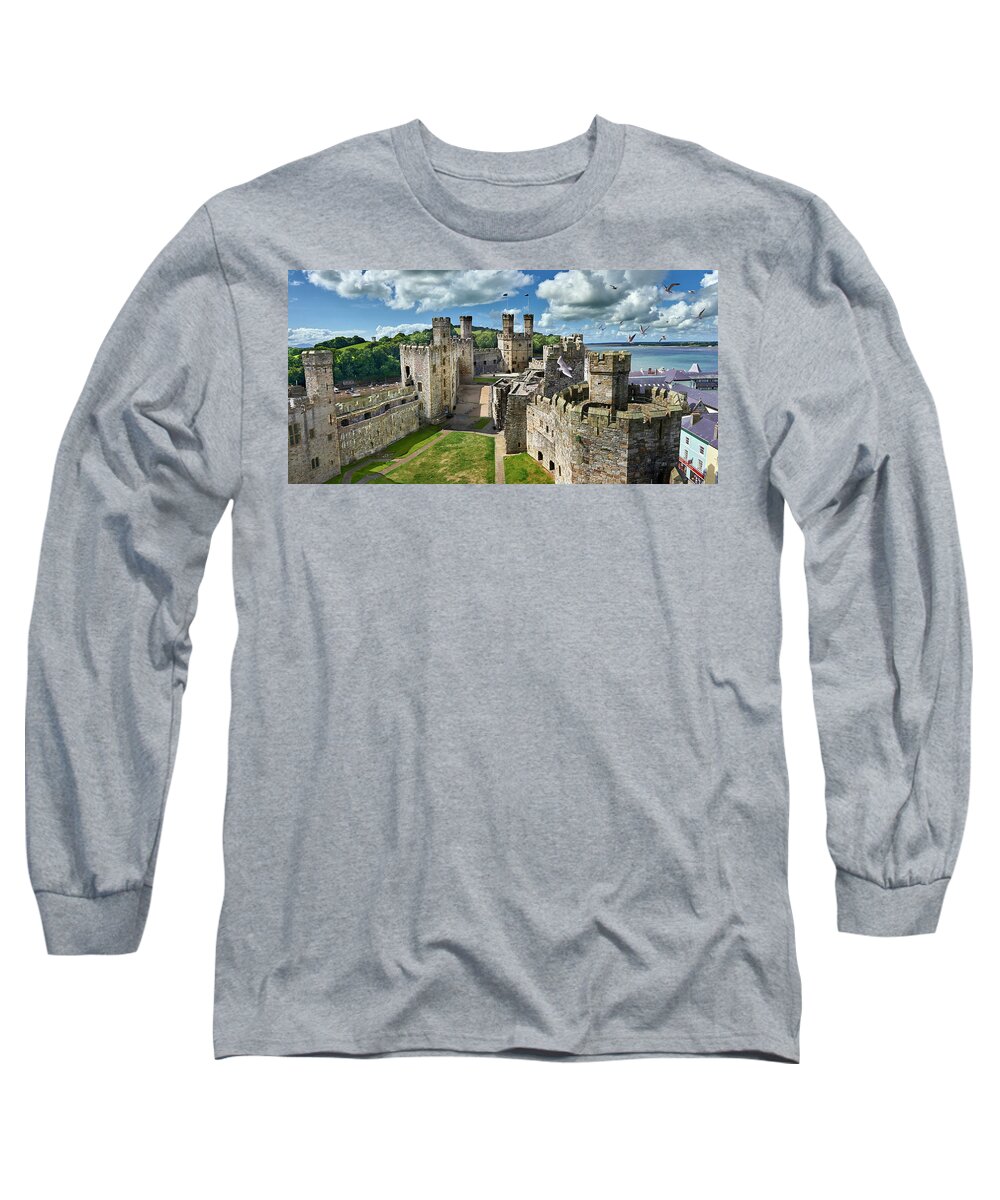 Caernarfon Castle Long Sleeve T-Shirt featuring the photograph Photo of Caernarfon or Carnarvon Castle, Wales by Paul E Williams