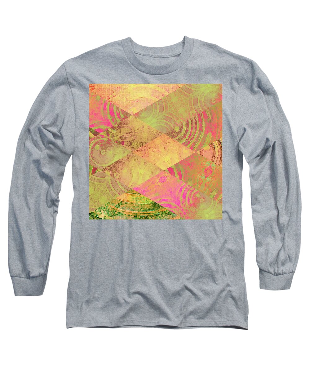 Pattern Long Sleeve T-Shirt featuring the digital art Pink Patch by Krista Droop
