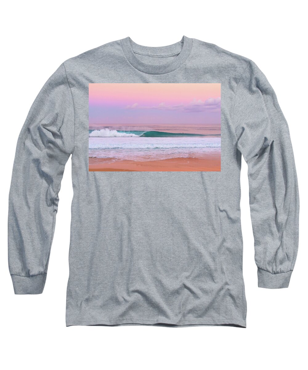 Surf Long Sleeve T-Shirt featuring the photograph Pink Pipe by Sean Davey