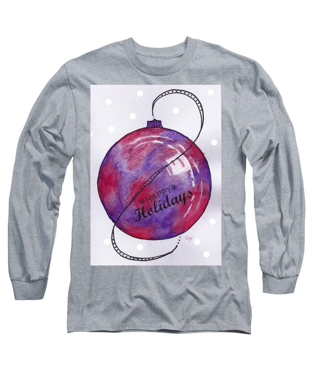 Pink Long Sleeve T-Shirt featuring the painting Pink Purple Ornament by Gigi Dequanne