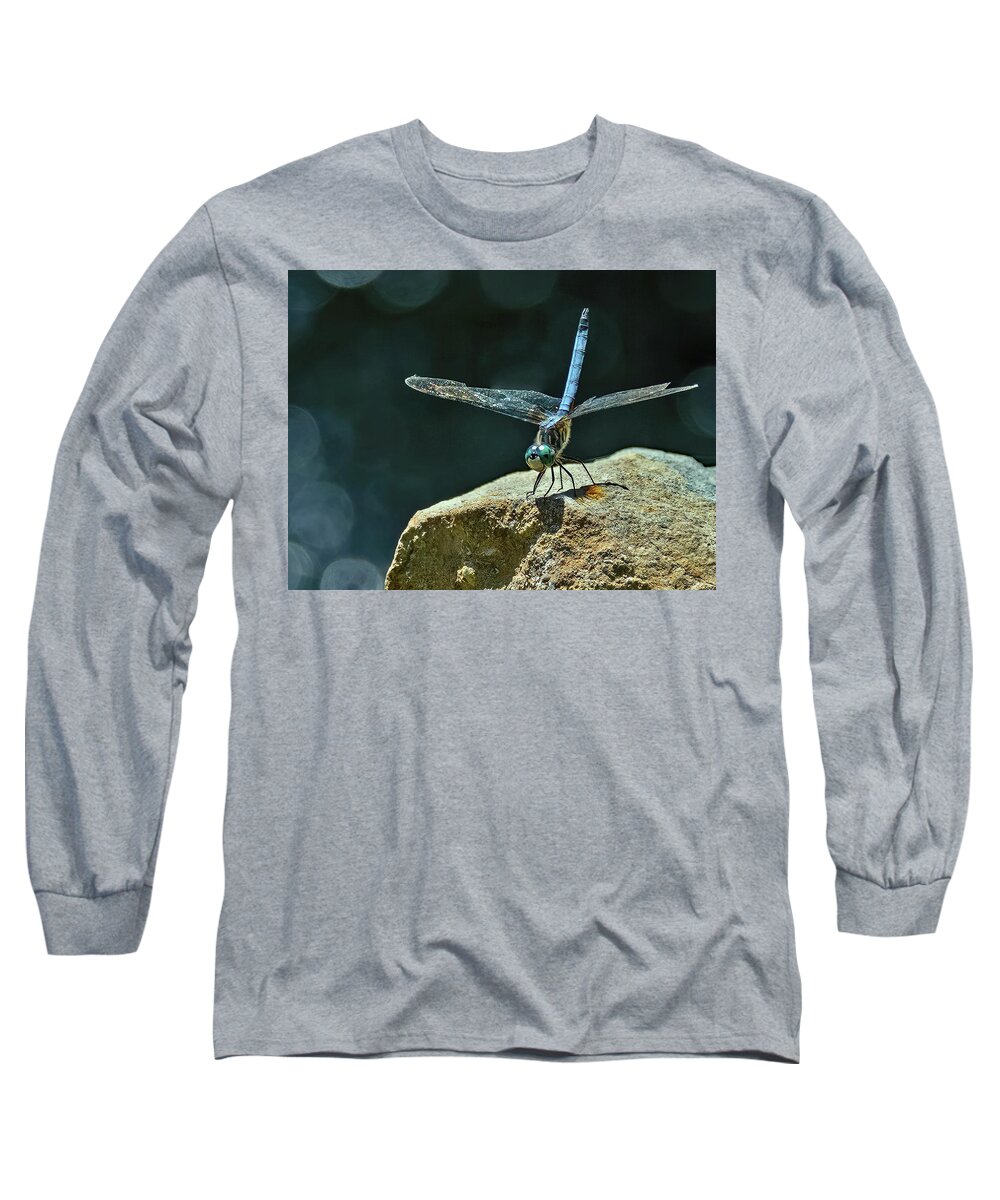Dragonfly Long Sleeve T-Shirt featuring the photograph Poised For Takeoff by Gina Fitzhugh