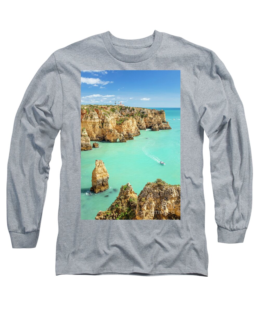 Portugal Long Sleeve T-Shirt featuring the photograph Ponta da Piedade, Portuguese Algarve by Neale And Judith Clark