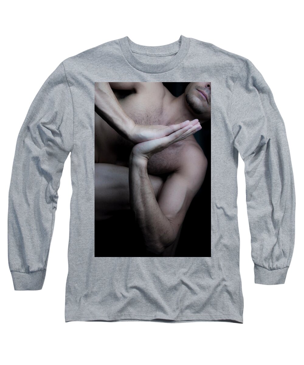 Yoga Long Sleeve T-Shirt featuring the photograph Prayer Twist Forward by Marian Tagliarino