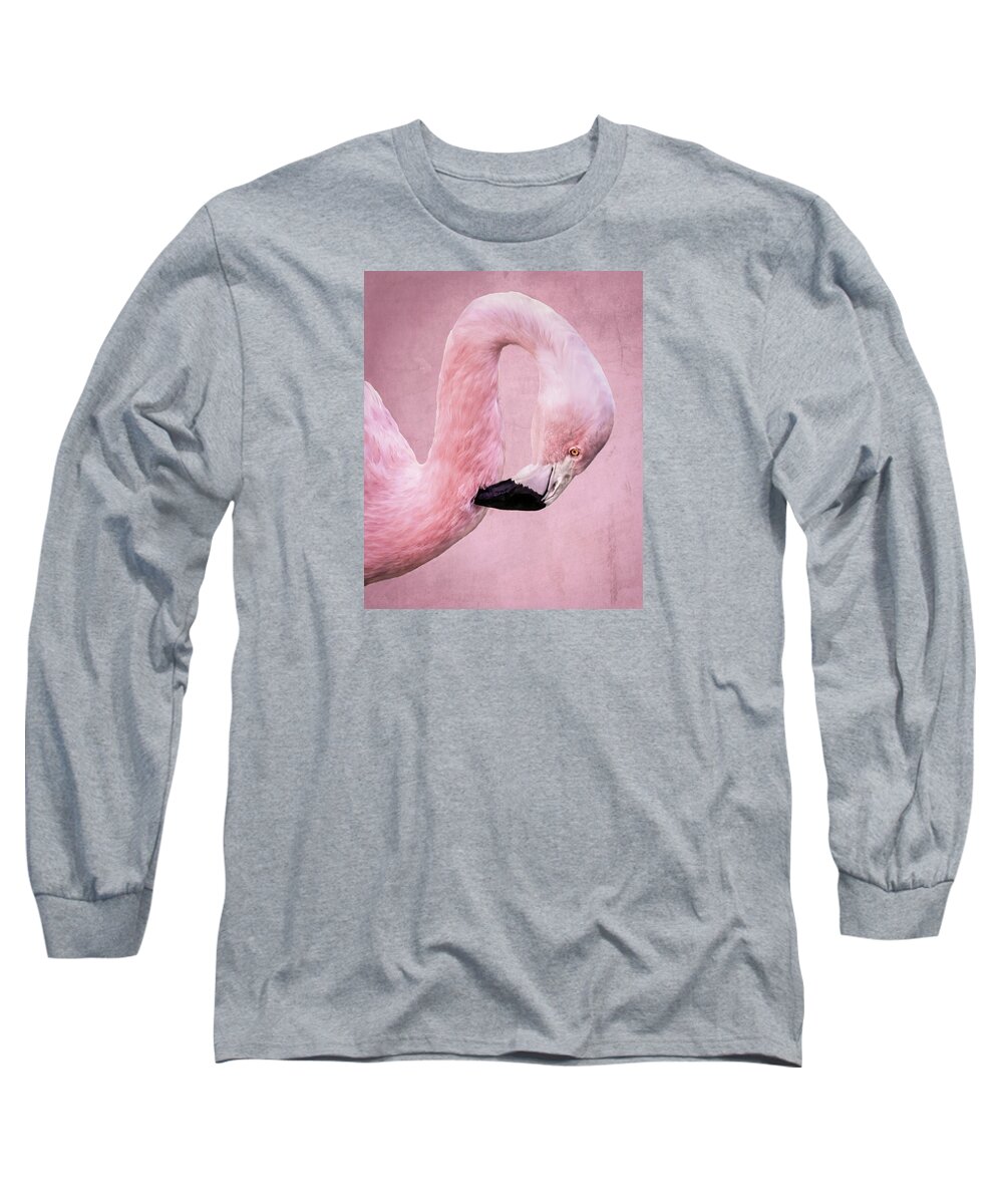 Pink Flamingo Long Sleeve T-Shirt featuring the photograph Pretty in Pink by Rebecca Herranen