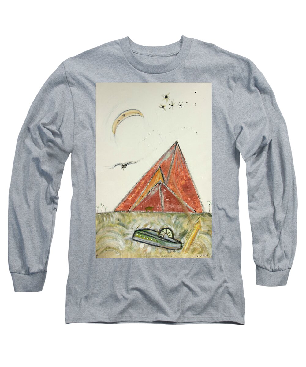  Osiris Long Sleeve T-Shirt featuring the painting Pyramid Abstract by David McCready