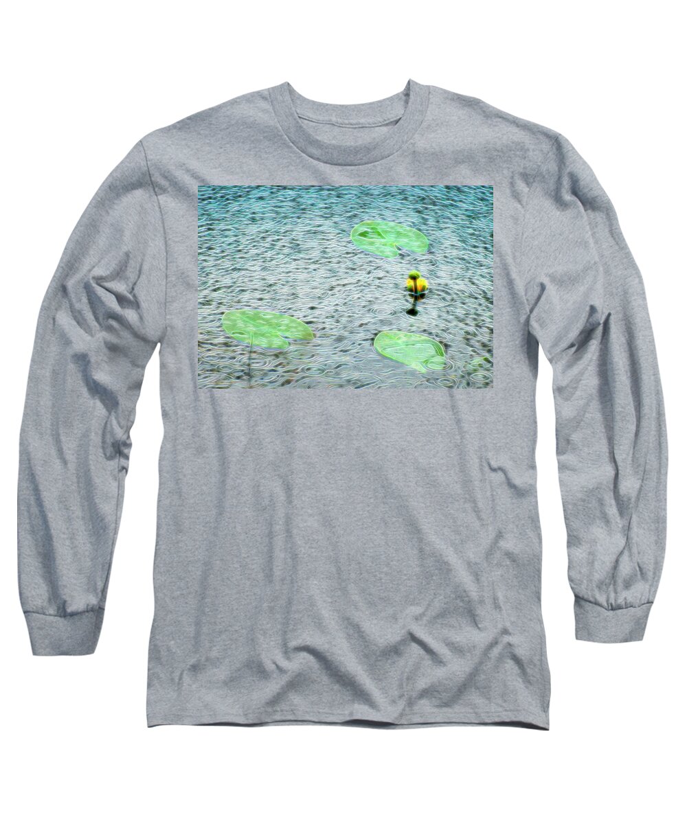 Lily Pads Long Sleeve T-Shirt featuring the photograph Rain On My Pad by Pamela Dunn-Parrish