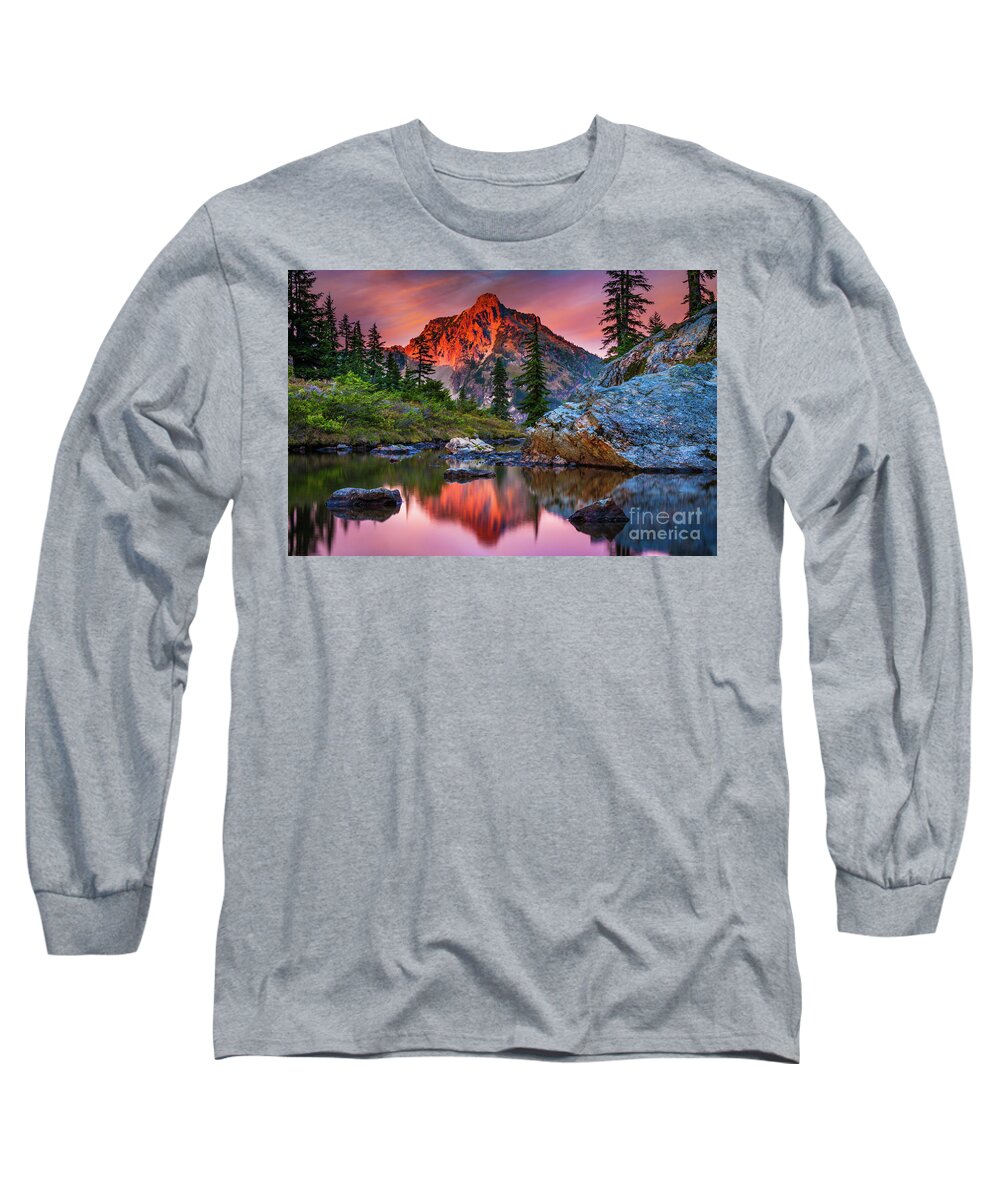 Alpine Lakes Wilderness Long Sleeve T-Shirt featuring the photograph Rampart Lakes Tarn by Inge Johnsson