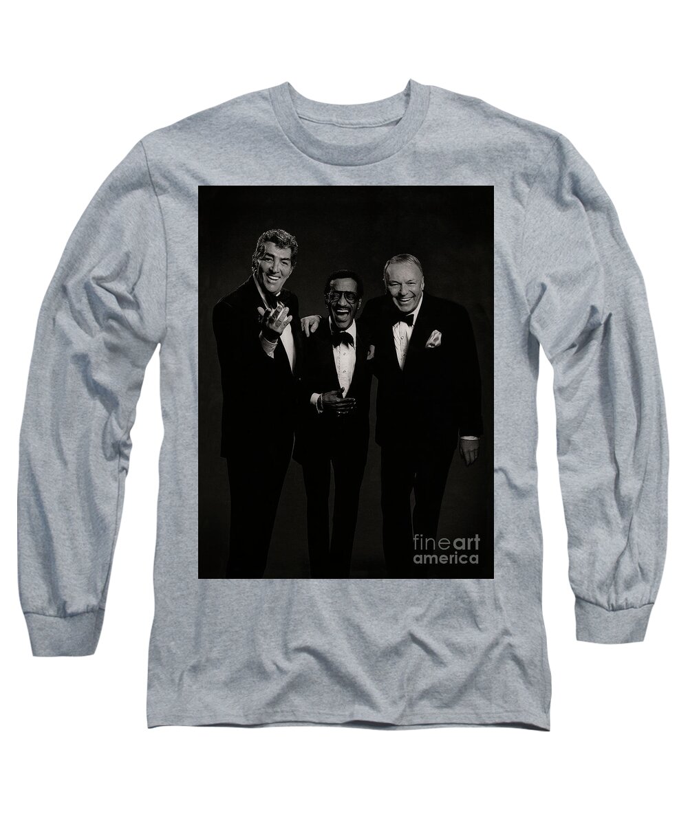 Sinatra Long Sleeve T-Shirt featuring the photograph Rare Picture of Frank Sinatra Dean Martin Sammy Davis Jr - Rat Pack by Doc Braham