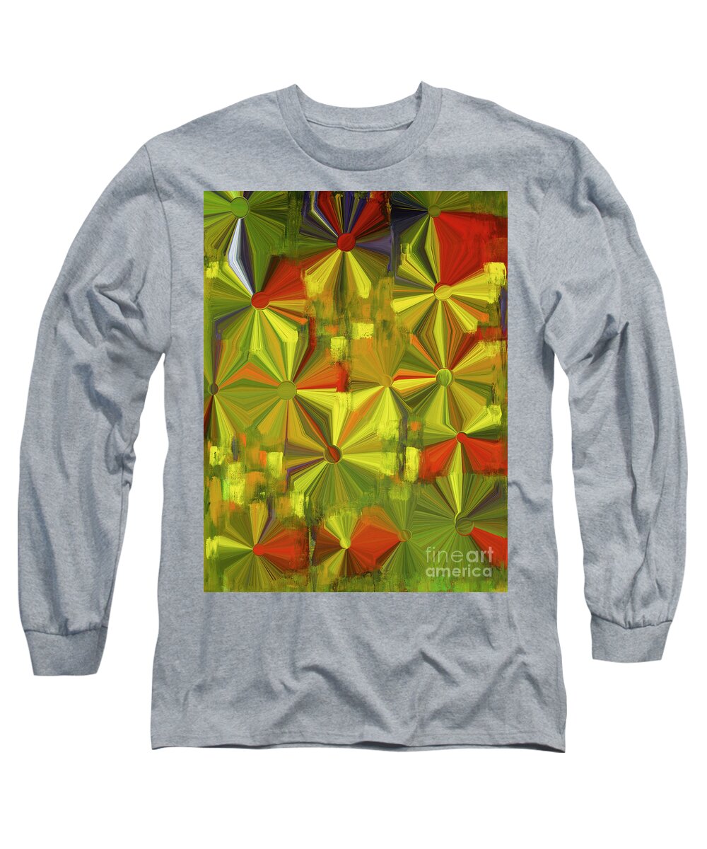 A-fine-art Long Sleeve T-Shirt featuring the mixed media Razzle Dazzle Flowers 2 by Catalina Walker