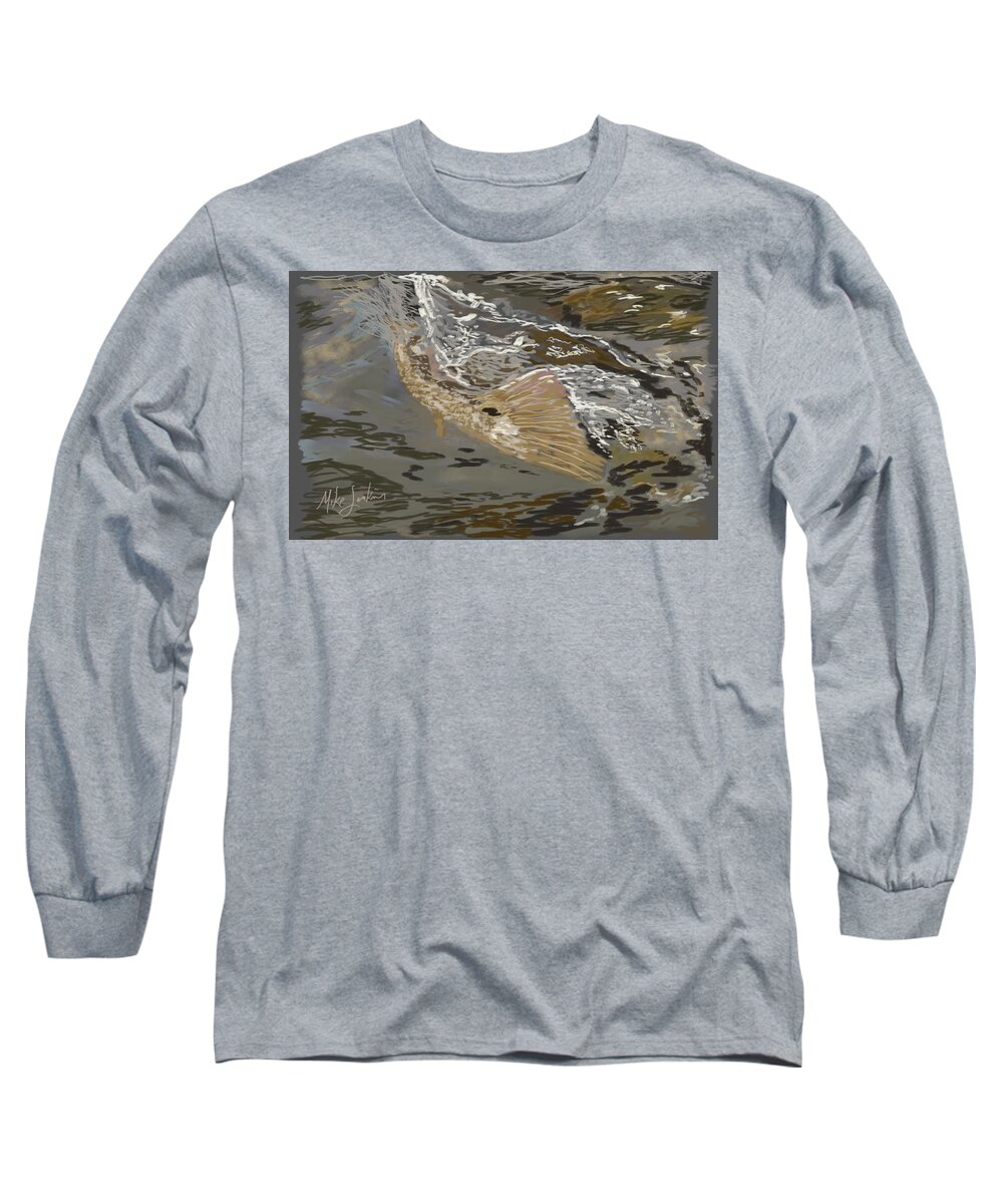 Redfish Long Sleeve T-Shirt featuring the digital art Redfish by Mike Jenkins