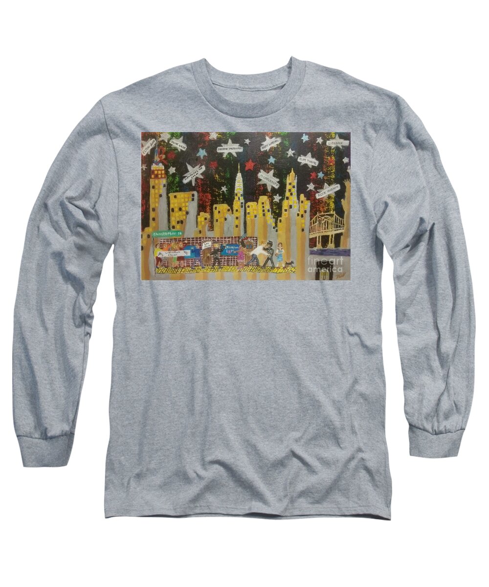 Stonewall Long Sleeve T-Shirt featuring the painting Remembering Stonewall 1969 by David Westwood
