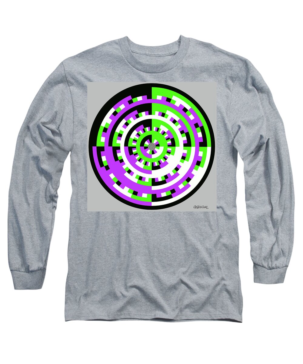 Op Art Long Sleeve T-Shirt featuring the mixed media Repartition of 4 colors by Gianni Sarcone