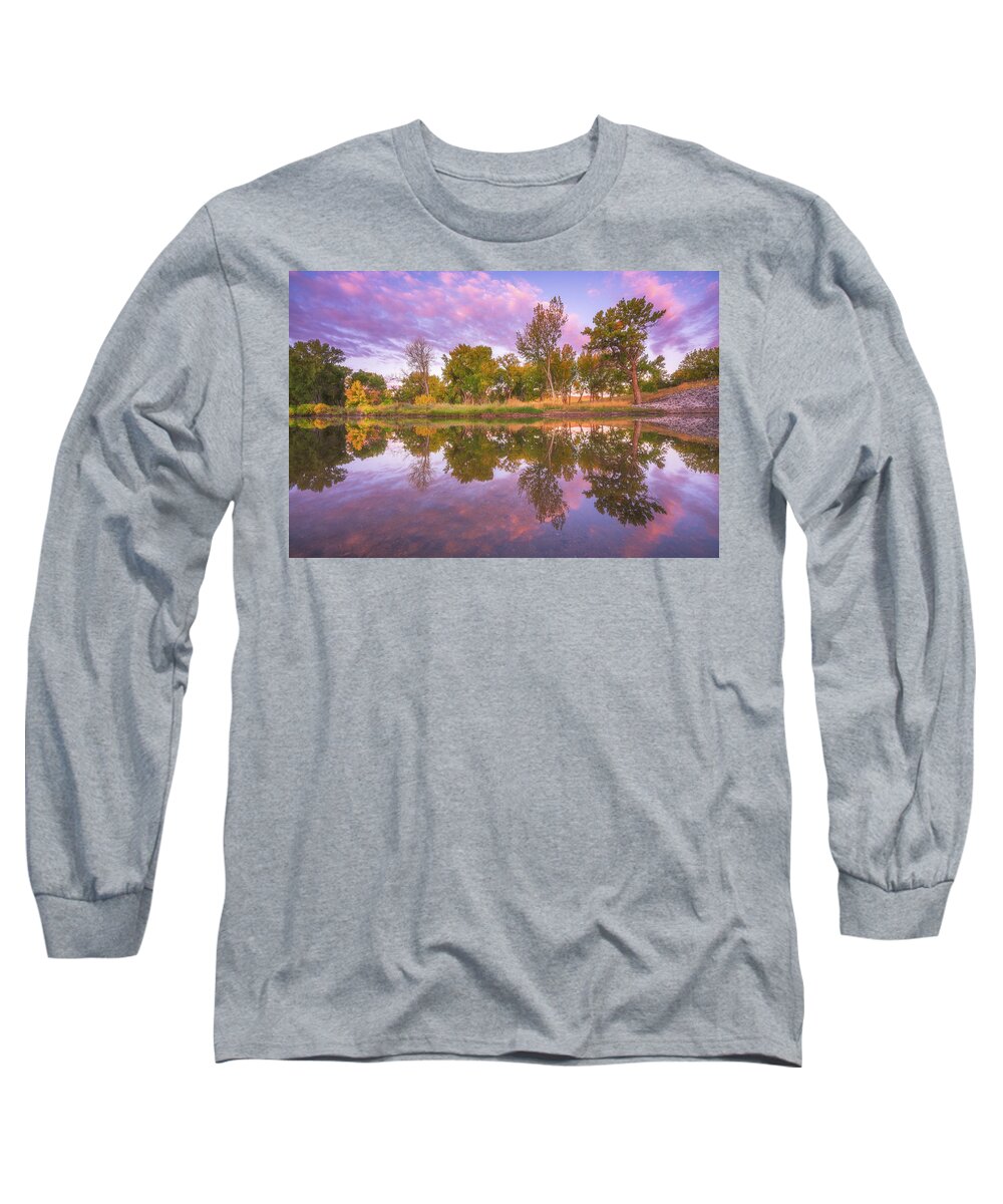 Sunrise Long Sleeve T-Shirt featuring the photograph Riverbank Sunrise by Darren White