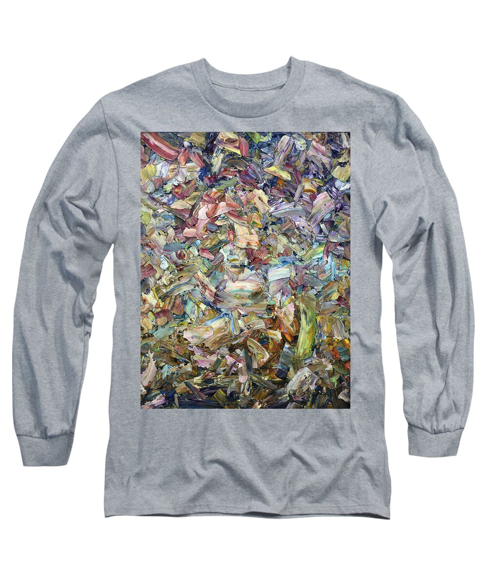 Abstract Long Sleeve T-Shirt featuring the painting Roadside Fragmentation by James W Johnson