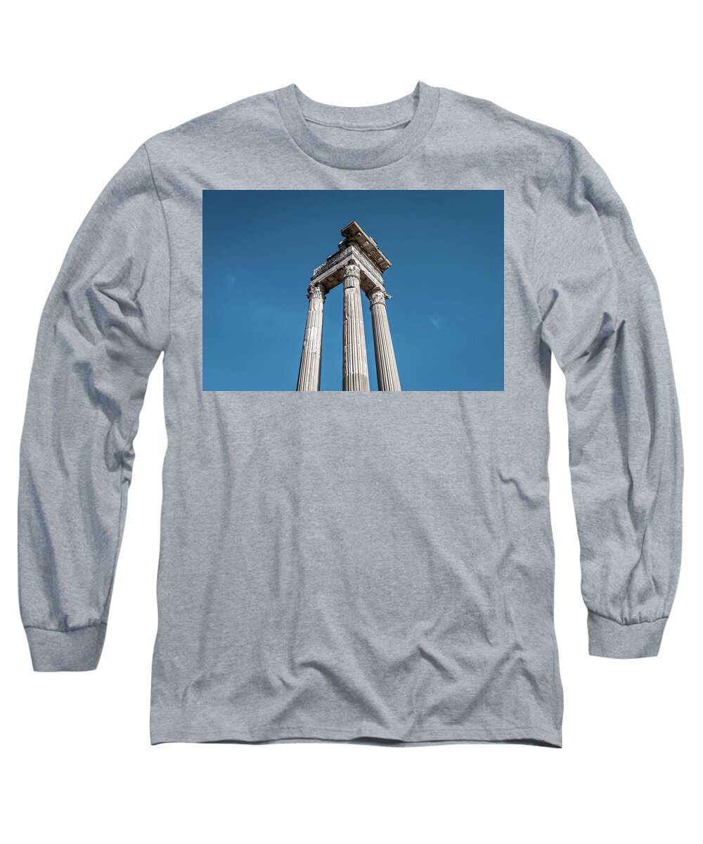 Apollo Sosianus Long Sleeve T-Shirt featuring the photograph Rome and The Temple of Apollo Sosianus by Benoit Bruchez