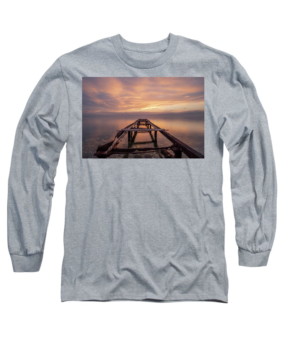 Jetty Long Sleeve T-Shirt featuring the photograph Rusty Jetty II by Alexios Ntounas