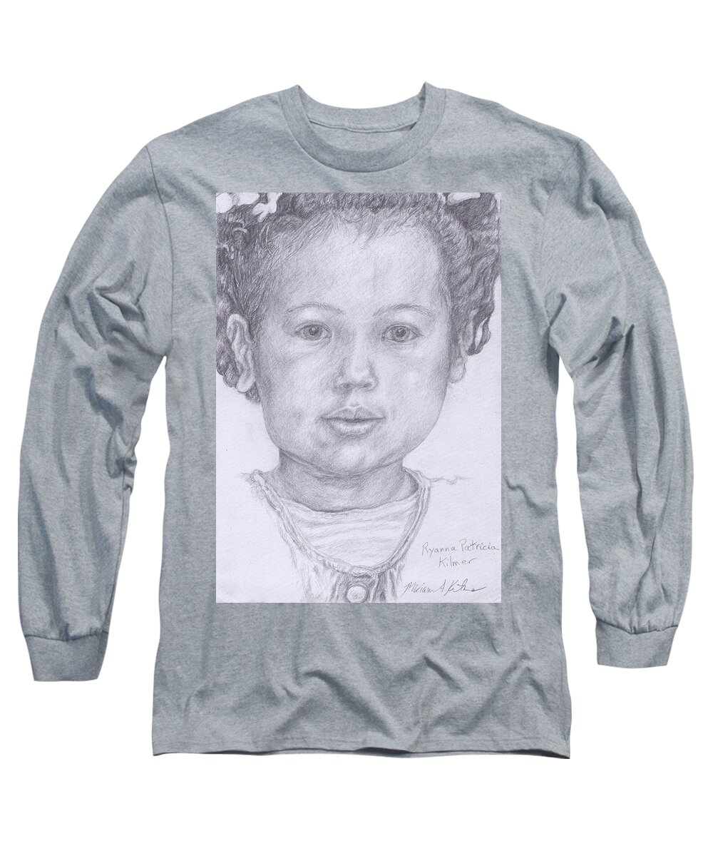 Little Black Girl Charming Toddler Long Sleeve T-Shirt featuring the drawing Ryana Patricia Kilmer Drawing by Miriam A Kilmer