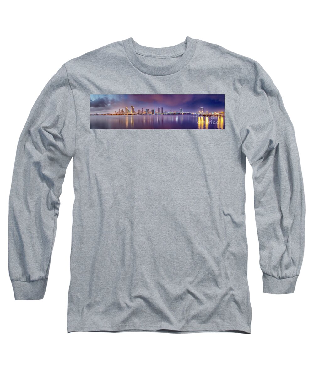 California Long Sleeve T-Shirt featuring the photograph San Diego Skyline by Jennifer Magallon