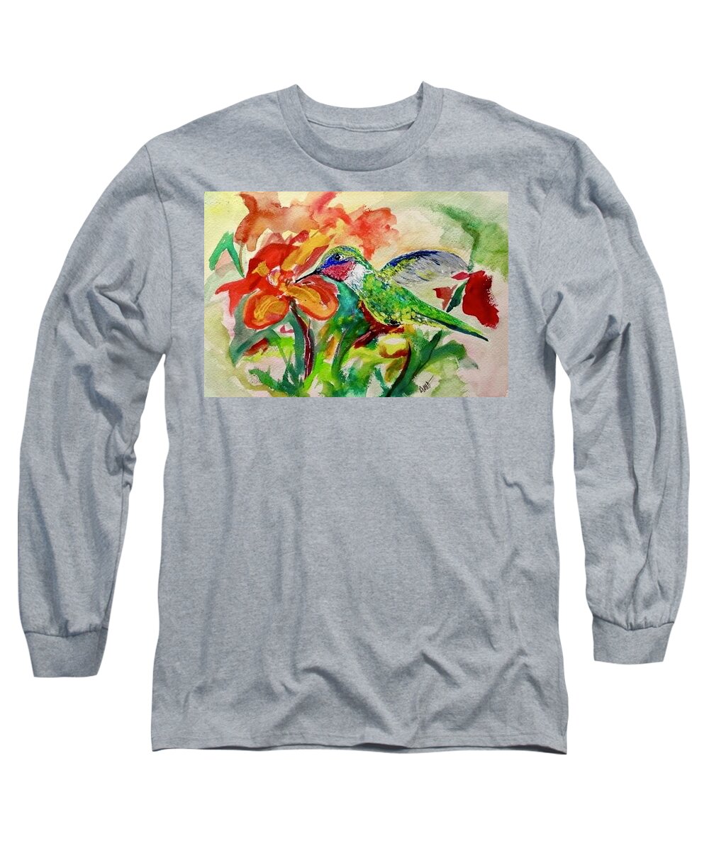 Painting Long Sleeve T-Shirt featuring the painting Secret Sip by Alida M Haslett