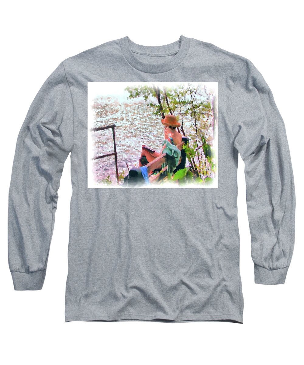 Quiet Long Sleeve T-Shirt featuring the painting Shady Nook by Joel Smith