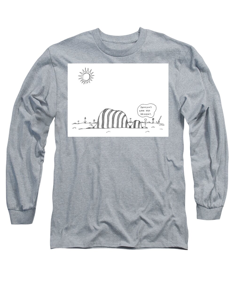 Captionless Long Sleeve T-Shirt featuring the drawing Shouldn't Have Had Dessert by Liana Finck