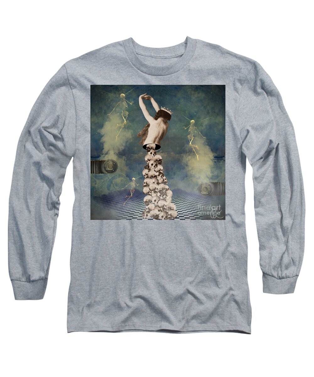 Skeleton Long Sleeve T-Shirt featuring the digital art Skull Queen by Janice Leagra