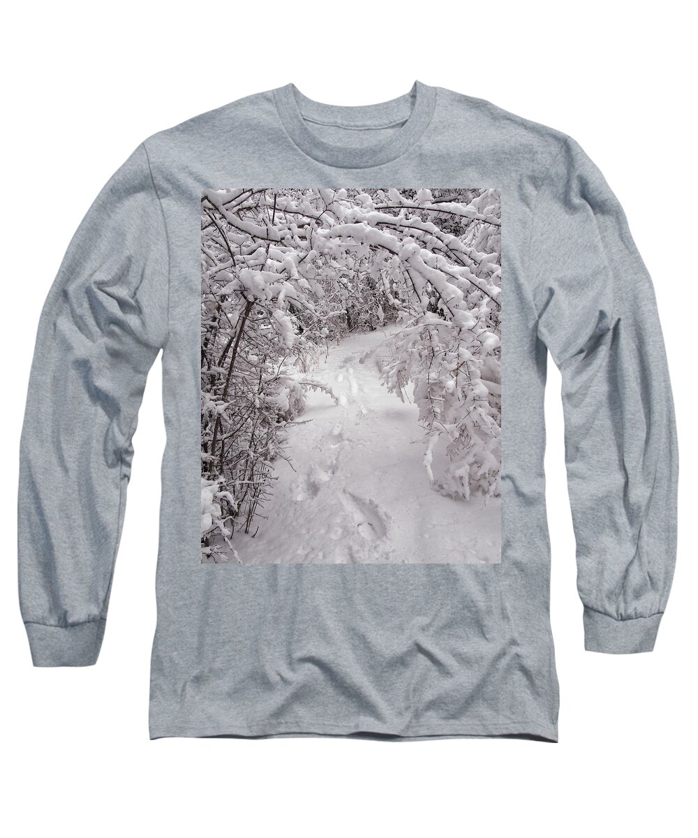 Snow Long Sleeve T-Shirt featuring the photograph Snow Tracks by Scott Olsen