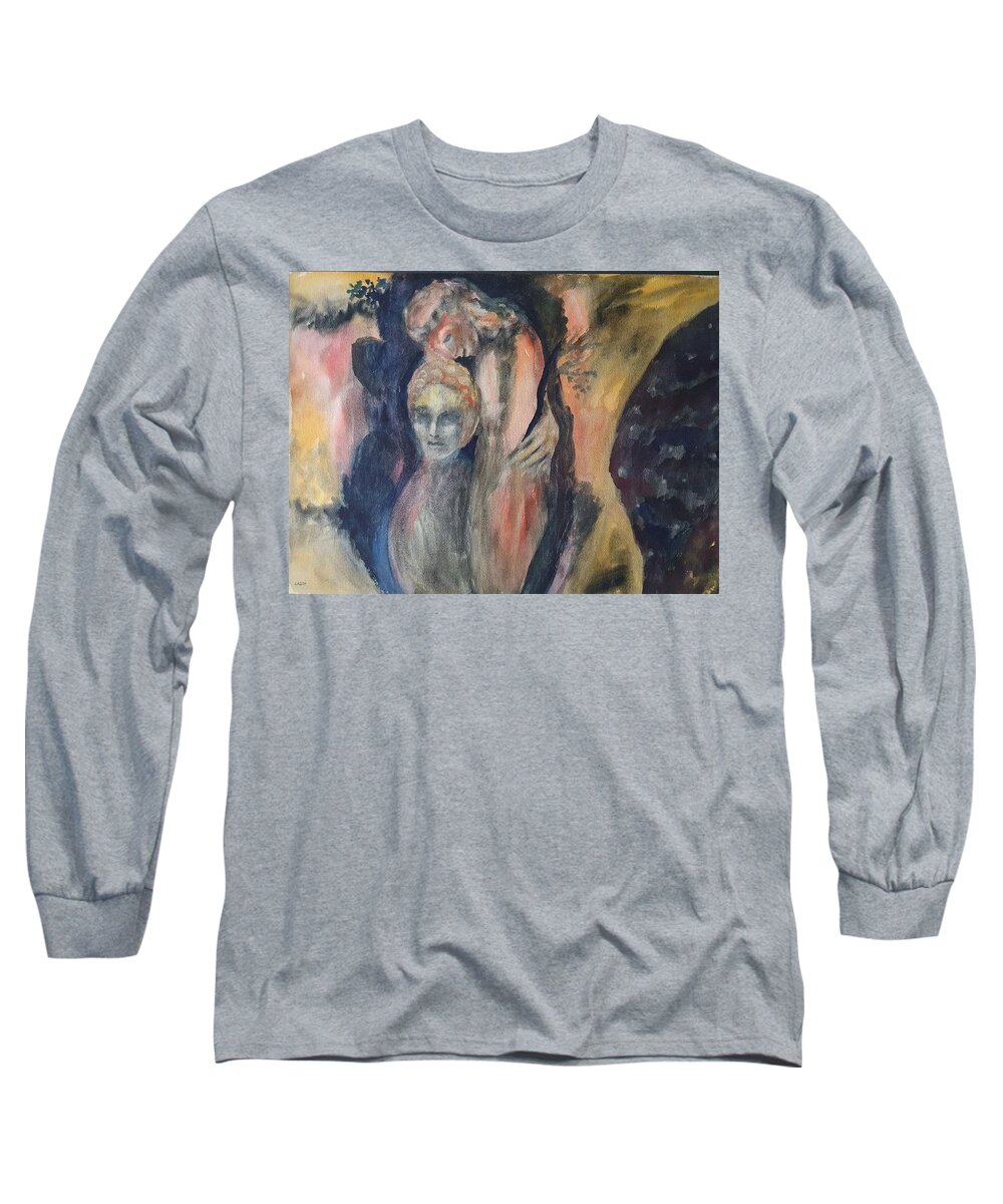 Sculpture Long Sleeve T-Shirt featuring the painting Spirits of the Trees by Enrico Garff