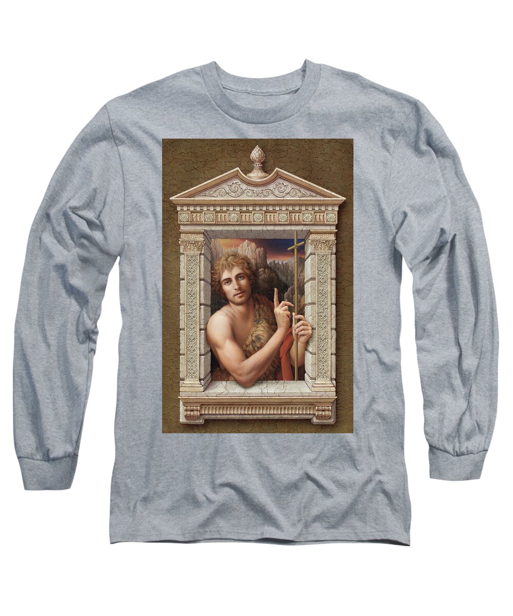 Christian Art Long Sleeve T-Shirt featuring the painting St. John the Baptist 2 by Kurt Wenner