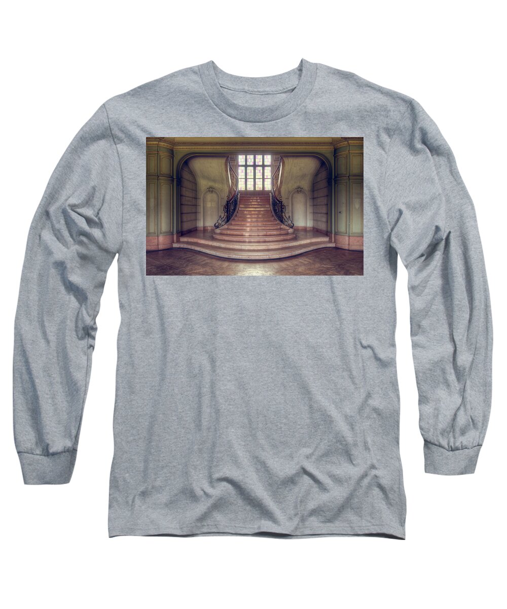 Abandoned Long Sleeve T-Shirt featuring the photograph Staircase by Roman Robroek