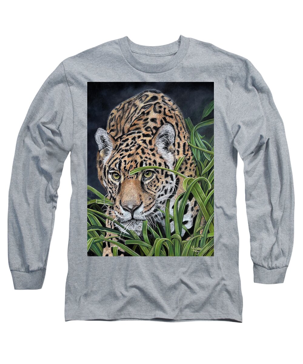 Jaguar Long Sleeve T-Shirt featuring the painting Stealth Stalker by Mark Ray