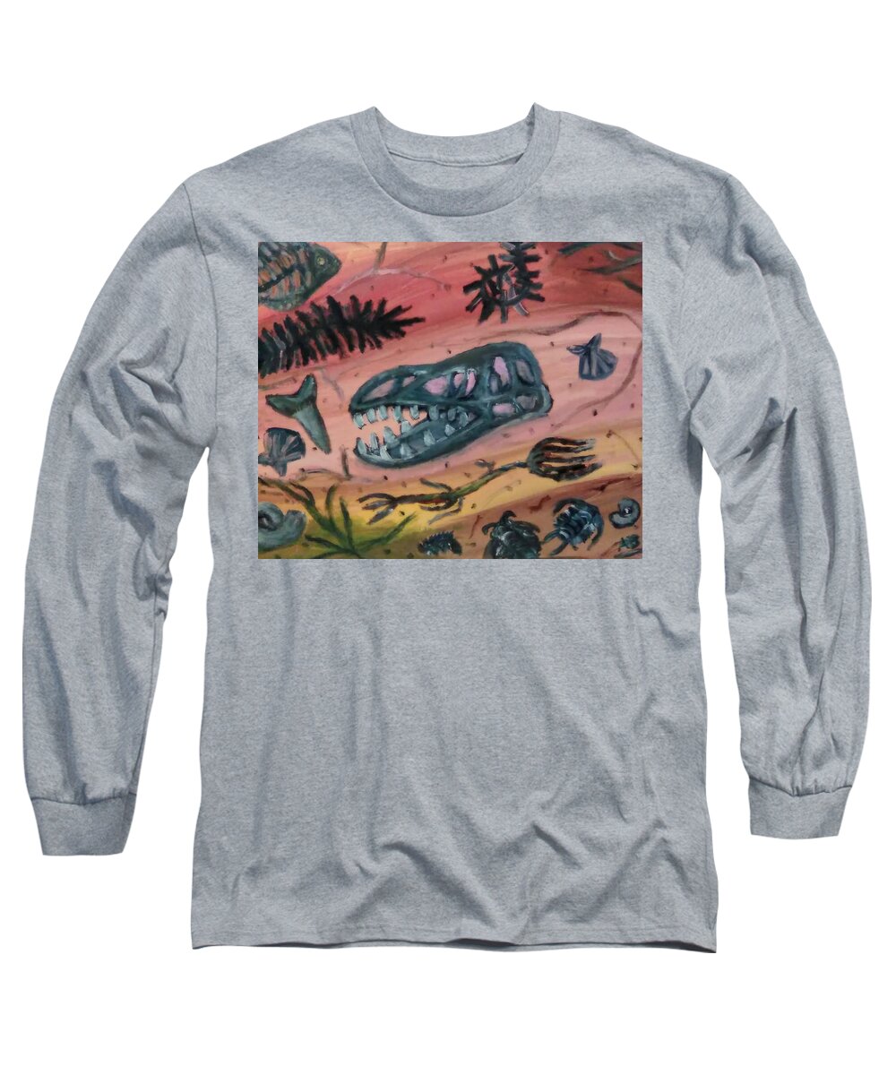 Geology Long Sleeve T-Shirt featuring the painting Stratigraphy by Andrew Blitman