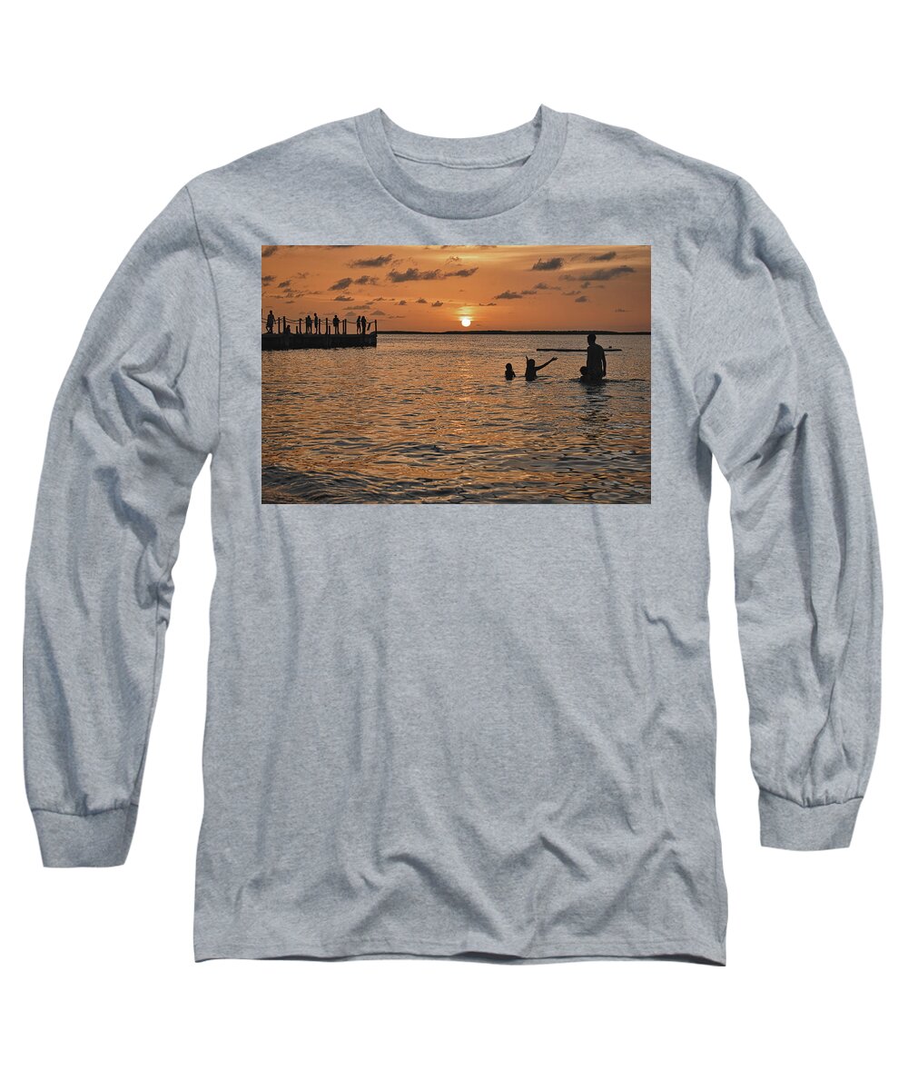 Sunset Long Sleeve T-Shirt featuring the photograph Summer Sunset Silhouettes by Portia Olaughlin