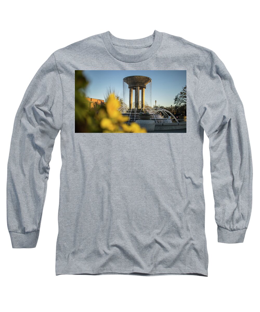 Cary Long Sleeve T-Shirt featuring the photograph Summertime Fountain by Rick Nelson
