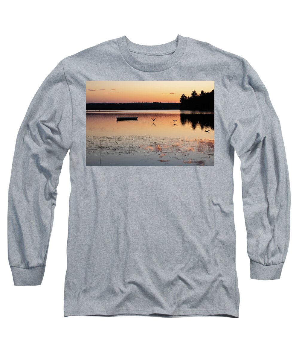 Sunrise Long Sleeve T-Shirt featuring the photograph Sunrise on Little Sebago by Denise Kopko