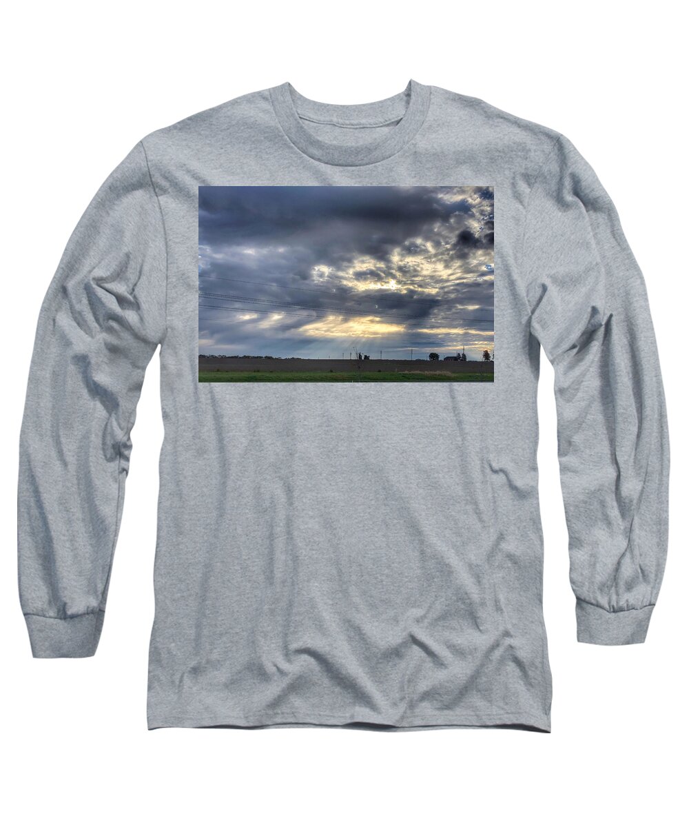 Landscape Long Sleeve T-Shirt featuring the photograph Sunrise over Rural Kansas by Michael Dean Shelton