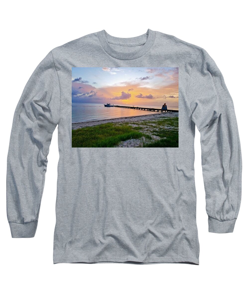 Sunset Long Sleeve T-Shirt featuring the photograph Sunset at the beach by De Aventureo