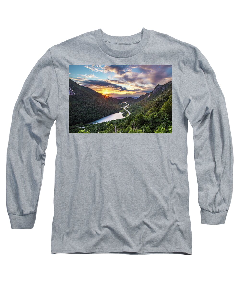 Sunset Long Sleeve T-Shirt featuring the photograph Sunset over Franconia Notch by White Mountain Images