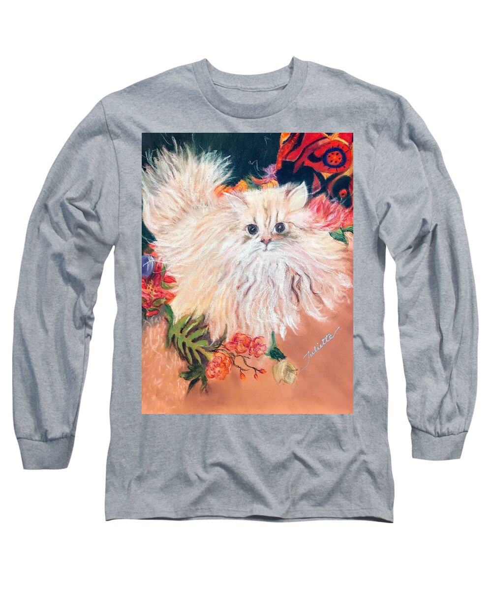 Persian Cat Long Sleeve T-Shirt featuring the pastel Tawny by Juliette Becker