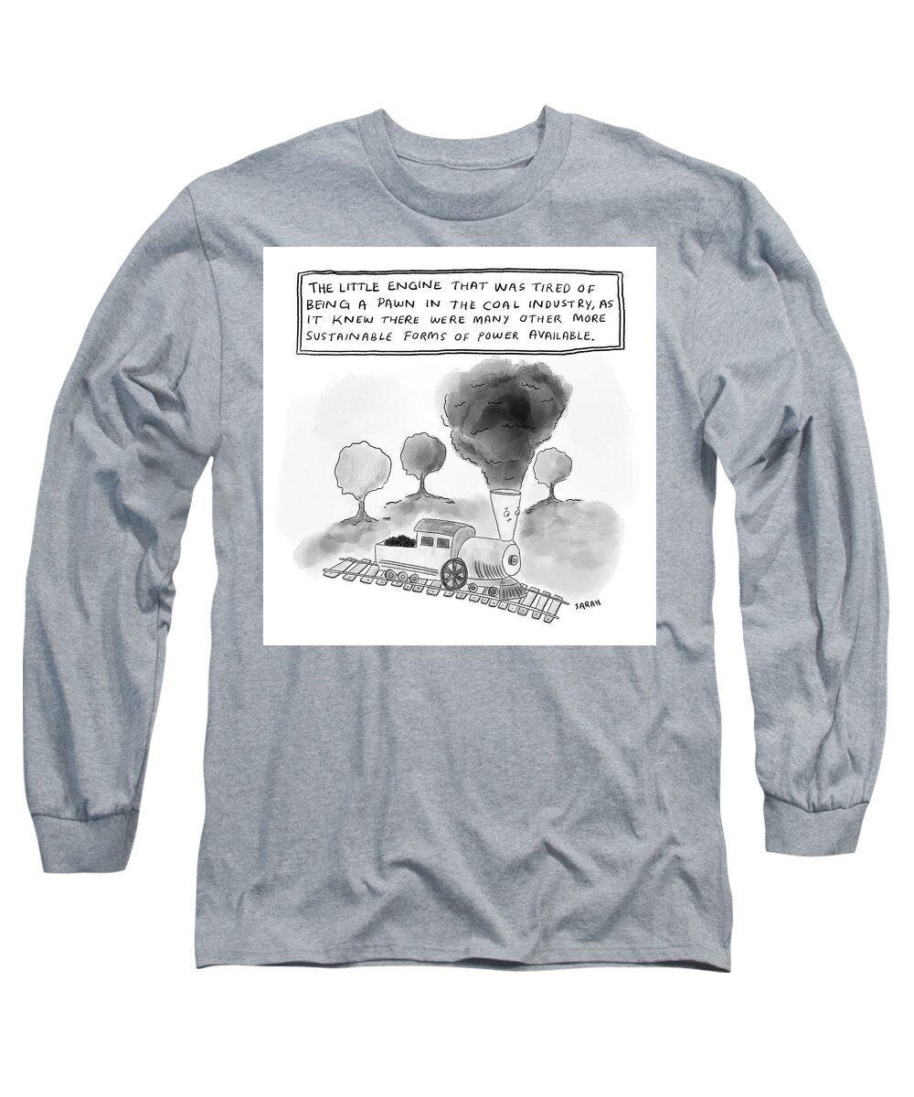 Captionless Long Sleeve T-Shirt featuring the drawing The Little Engine That Was Tired by Sarah Kempa